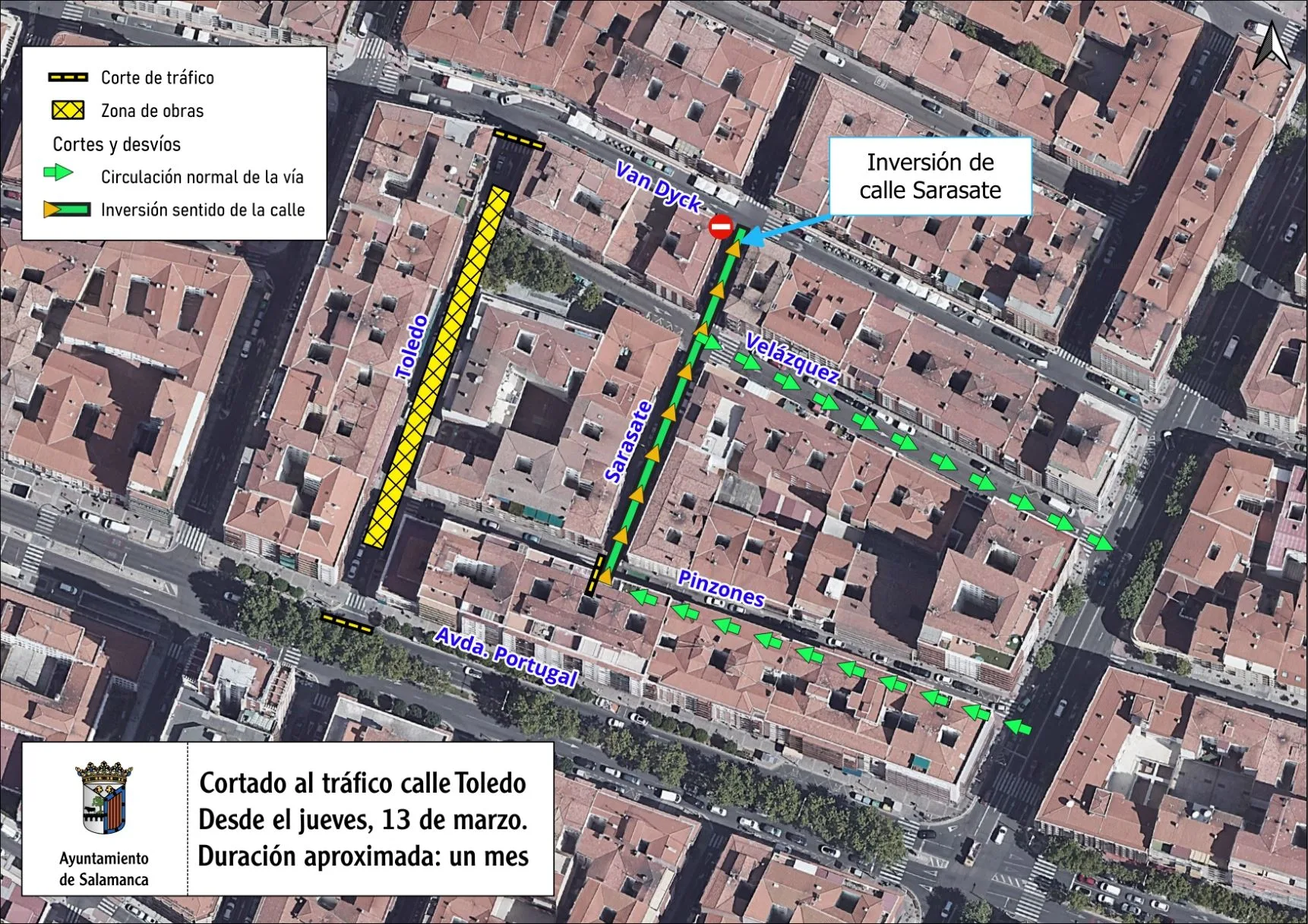 Cierre temporal al tráfico en la calle Toledo por trabajos de accesibilidad