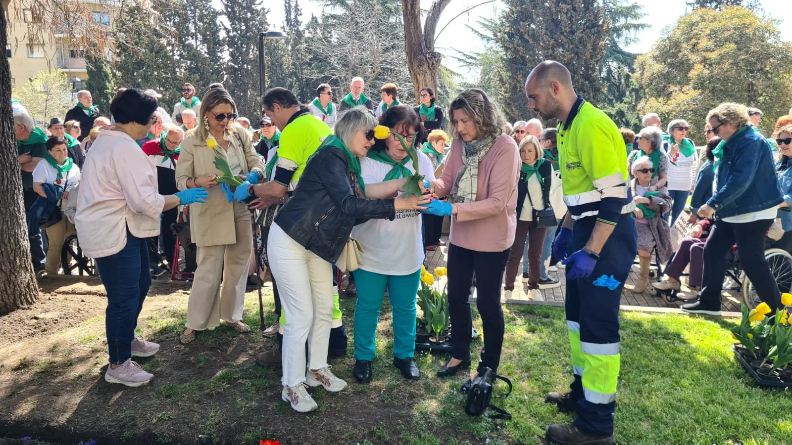 El Ayuntamiento de Salamanca se suma al tradicional acto simbólico de plantación de tulipanes por el Día Mundial del Parkinson