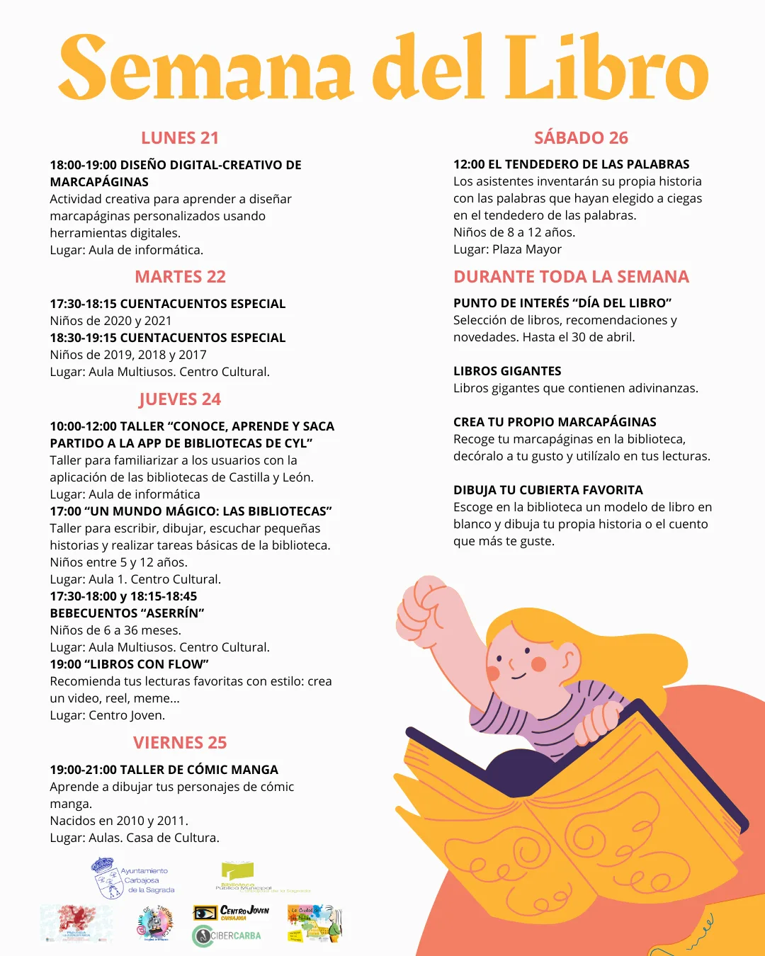 Carbajosa de la Sagrada celebra el Día del Libro con un amplio programa de actividades