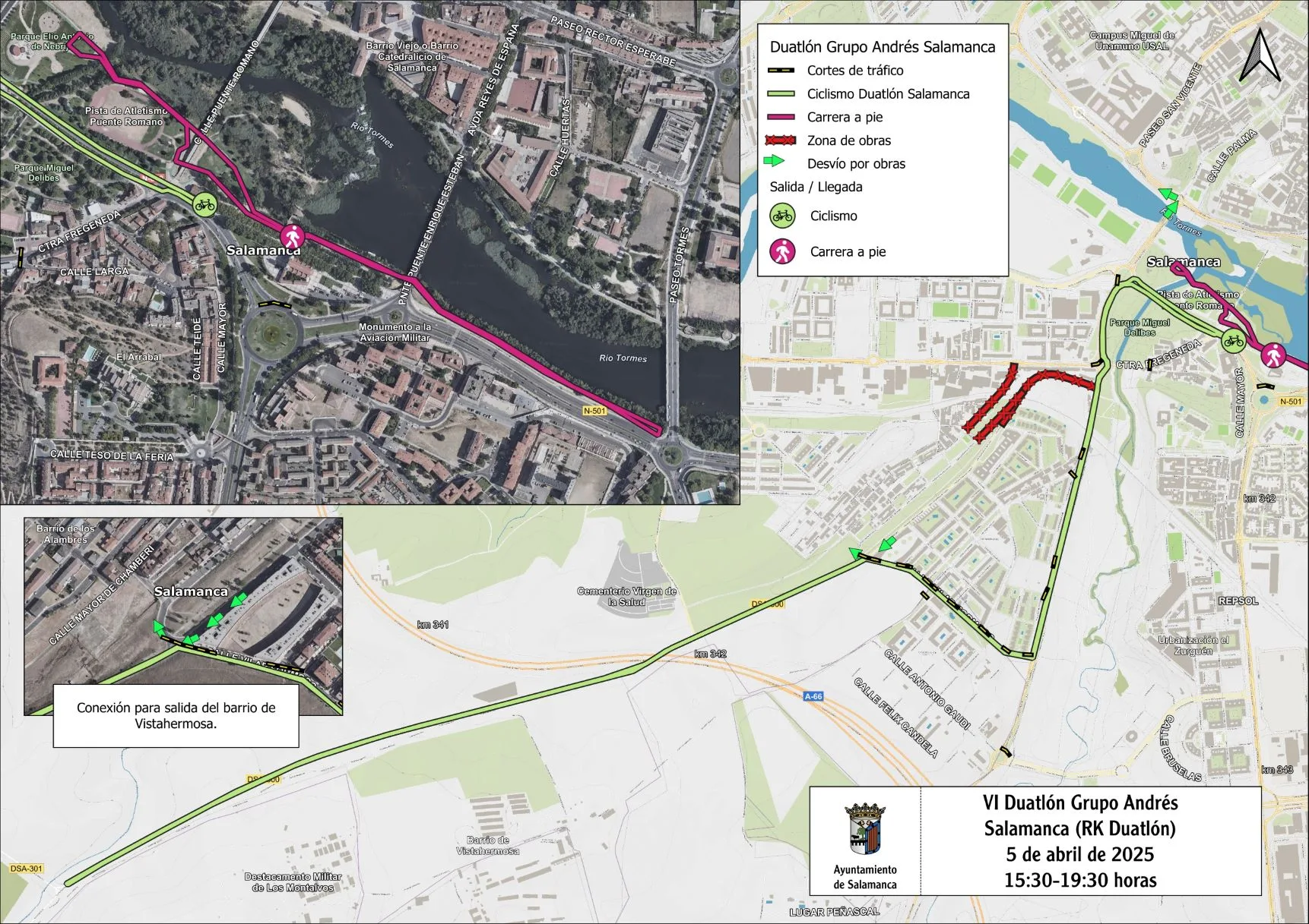 Cortes de tráfico en Salamanca para el martes 22 de abril: obras y grúas móviles afectarán a varias calles