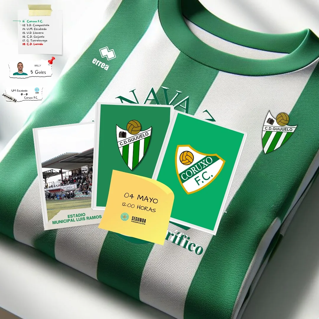 El CD Guijuelo se enfrentará al Coruxo FC el próximo 4 de mayo en el Municipal “Luis Ramos”