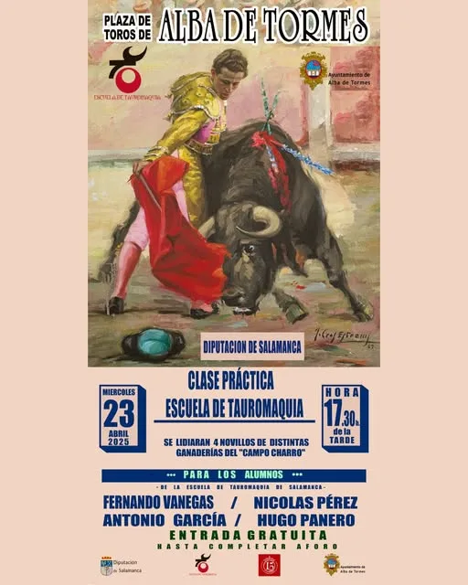 Clase práctica de la Escuela de Tauromaquia en Alba de Tormes este miércoles 23 de abril