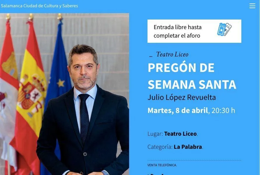Pregón de Semana Santa en el Teatro Liceo a cargo de Julio López Revuelta