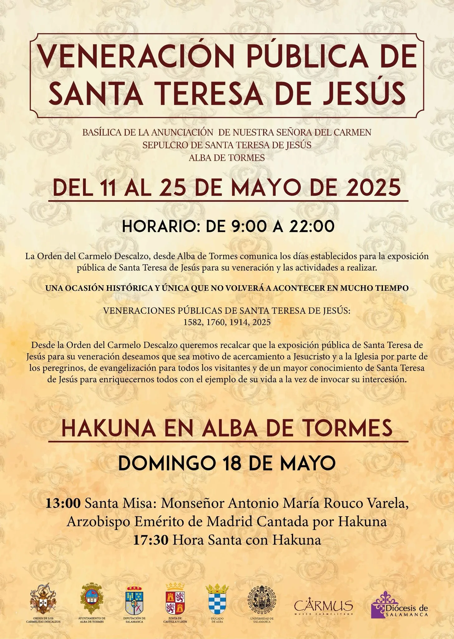 Alba de Tormes acogerá la veneración pública de Santa Teresa de Jesús del 11 al 25 de mayo