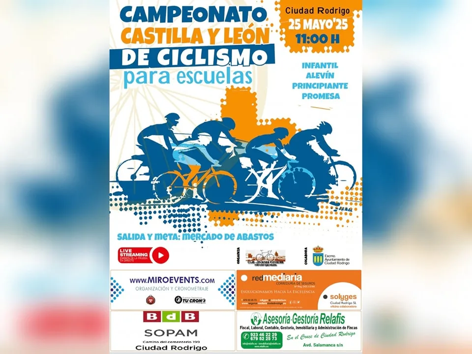 Ciudad Rodrigo acogerá el Campeonato de Castilla y León de Ciclismo para Escuelas el 25 de mayo