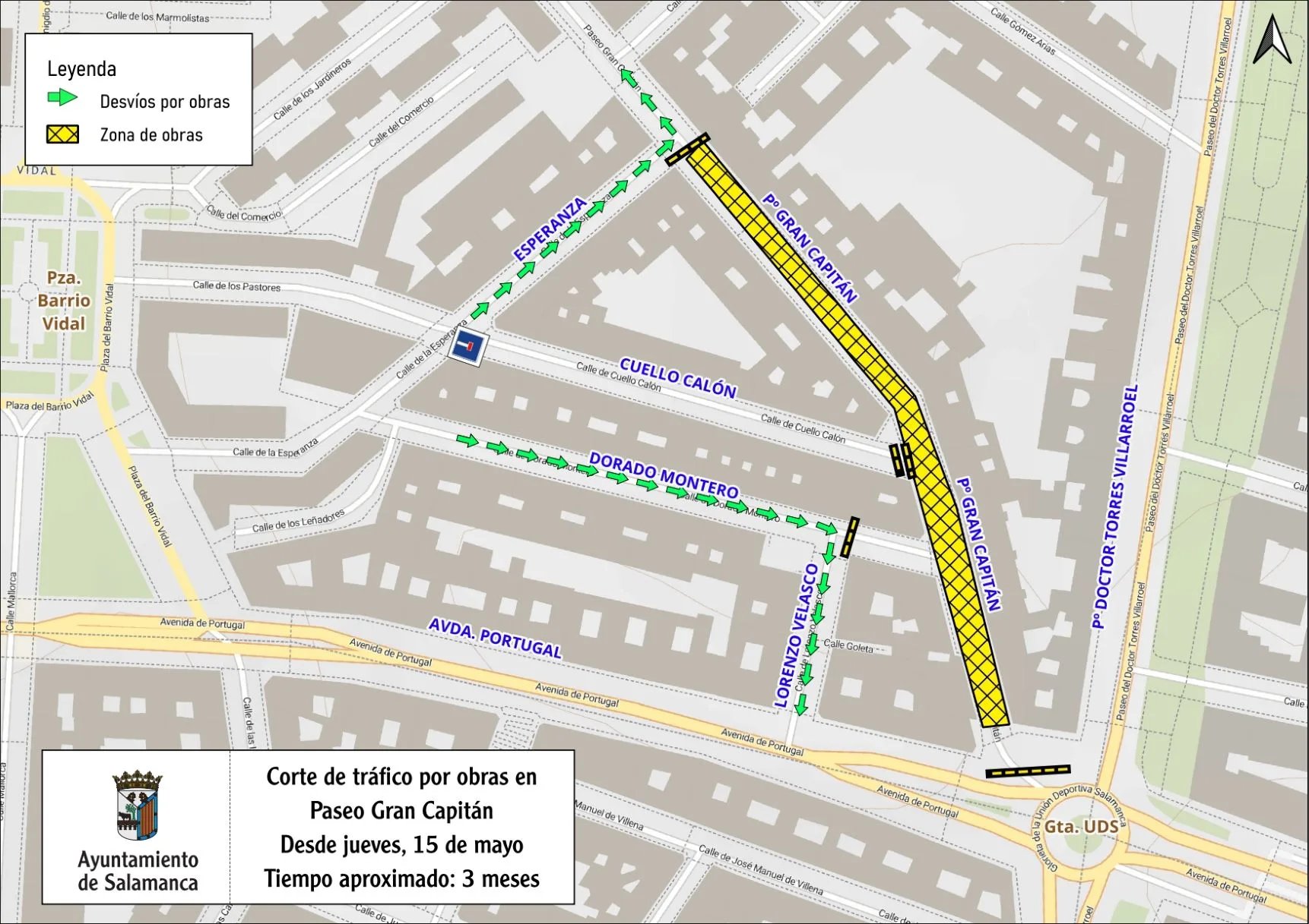 Cortes y desvíos de tráfico en el Paseo del Gran Capitán por obras de accesibilidad y renovación de redes