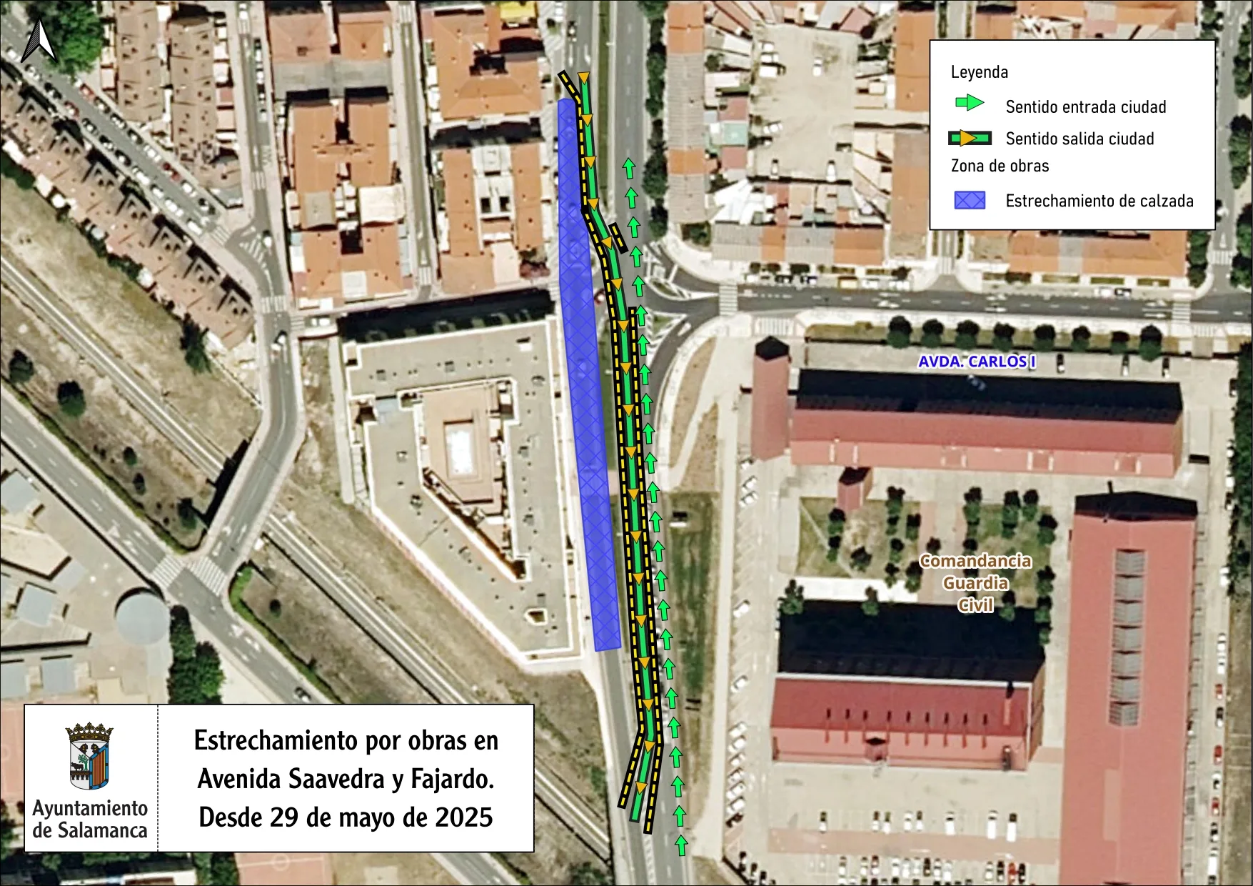 Estrechamiento en Saavedra y Fajardo por los trabajos previos al derribo del puente