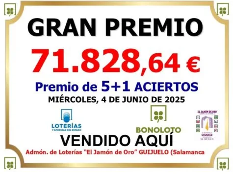 La Bonoloto reparte suerte en Guijuelo con un premio de más de 71.000 euros