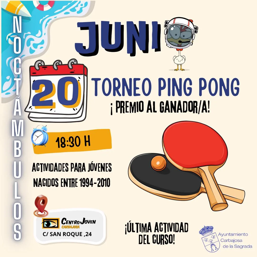 El programa Noctámbulos despide el curso con un Torneo de Ping Pong en Carbajosa de la Sagrada