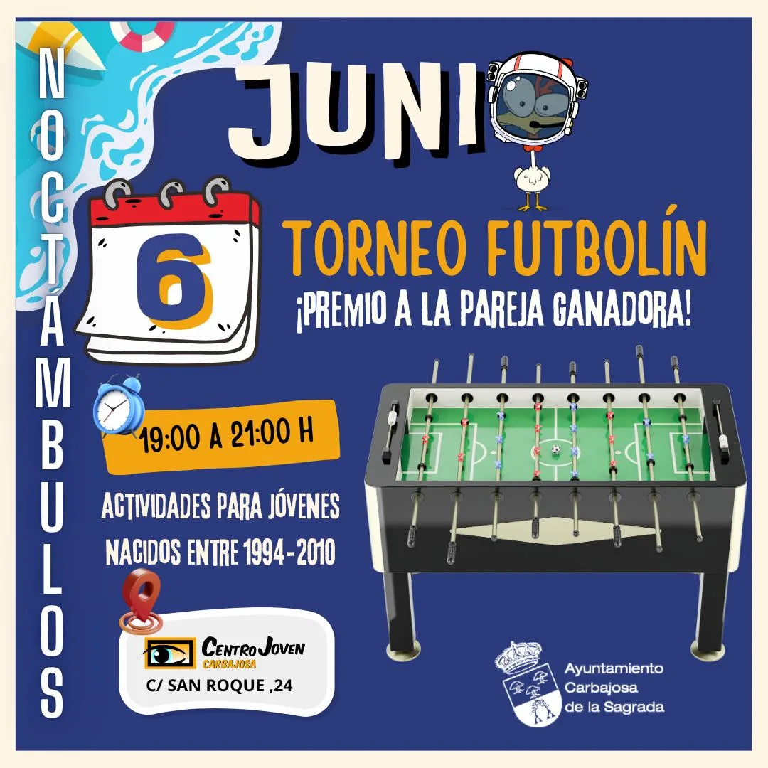 Carbajosa calienta motores para el Torneo de Futbolín del programa Noctámbulos