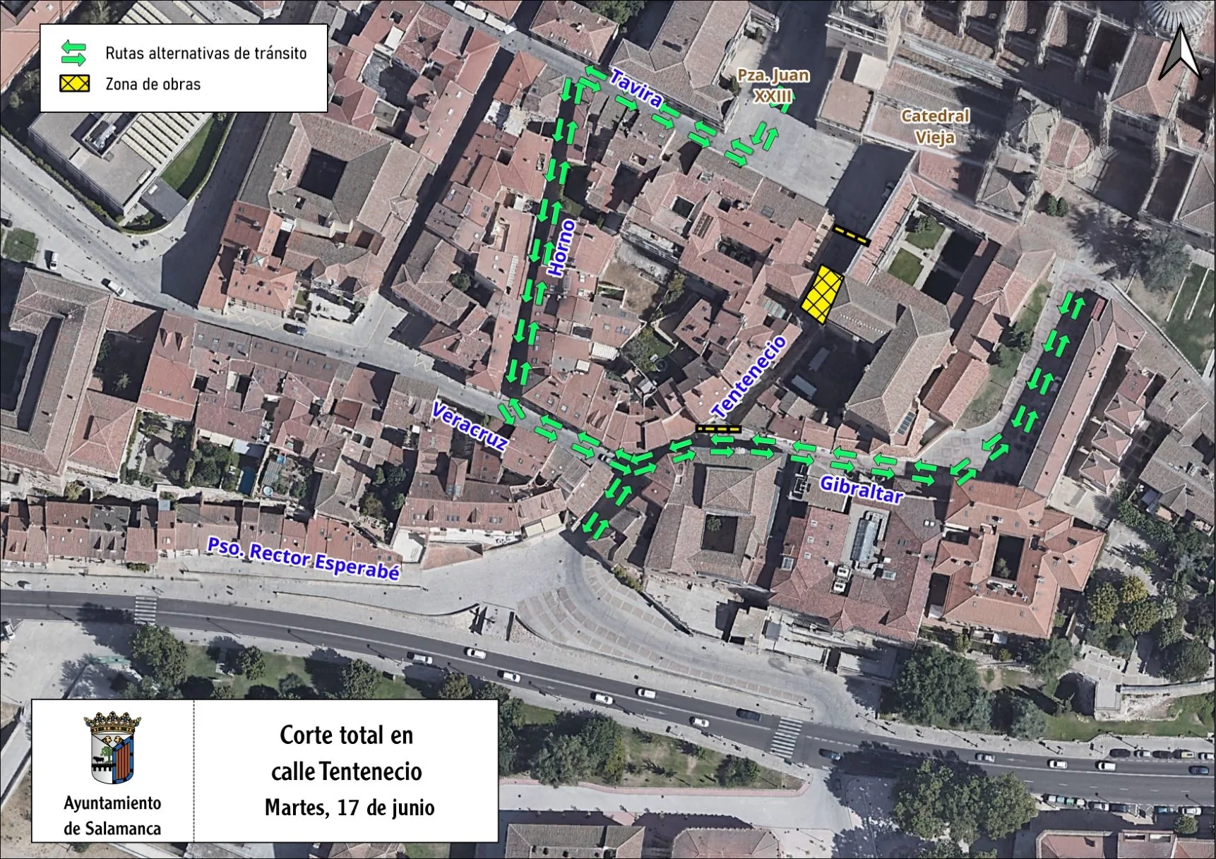 La calle Tentenecio permanecerá cortada desde mañana martes por trabajos en la red de abastecimiento