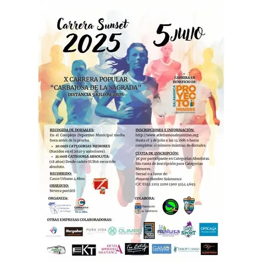 Carbajosa de la Sagrada celebrará la X Carrera Popular a beneficio de Proyecto Hombre Salamanca