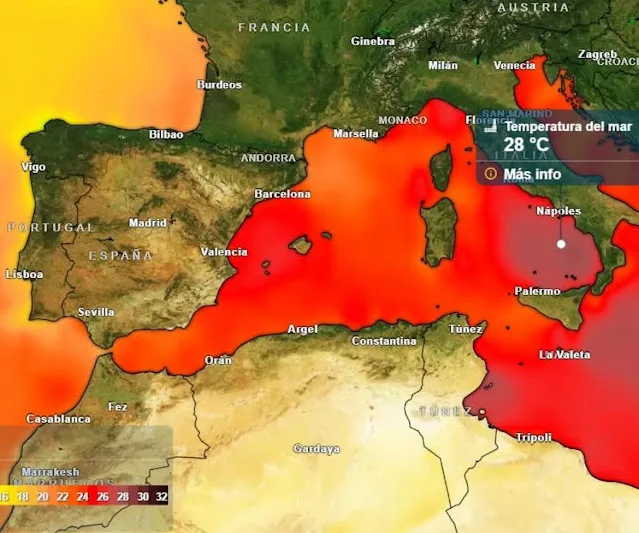 El Mediterráneo se calienta como nunca: temperaturas récord y riesgo de olas de calor más intensas este verano