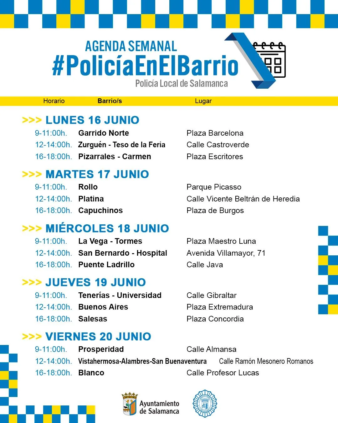 La Policía Local de Salamanca refuerza su presencia en los barrios del 16 al 20 de junio