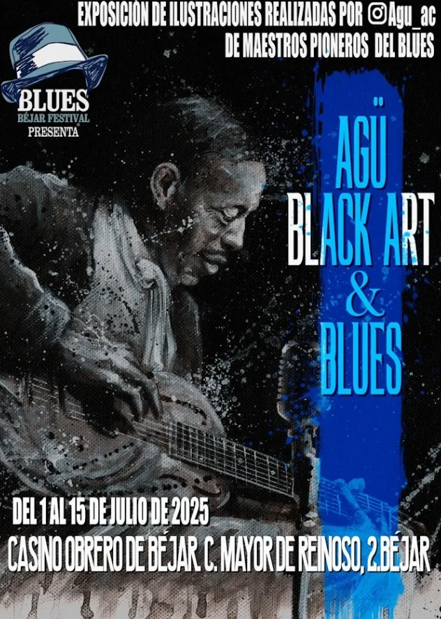 El Blues Béjar Festival 2025 se abre al arte con una exposición de ilustraciones en el Casino Obrero