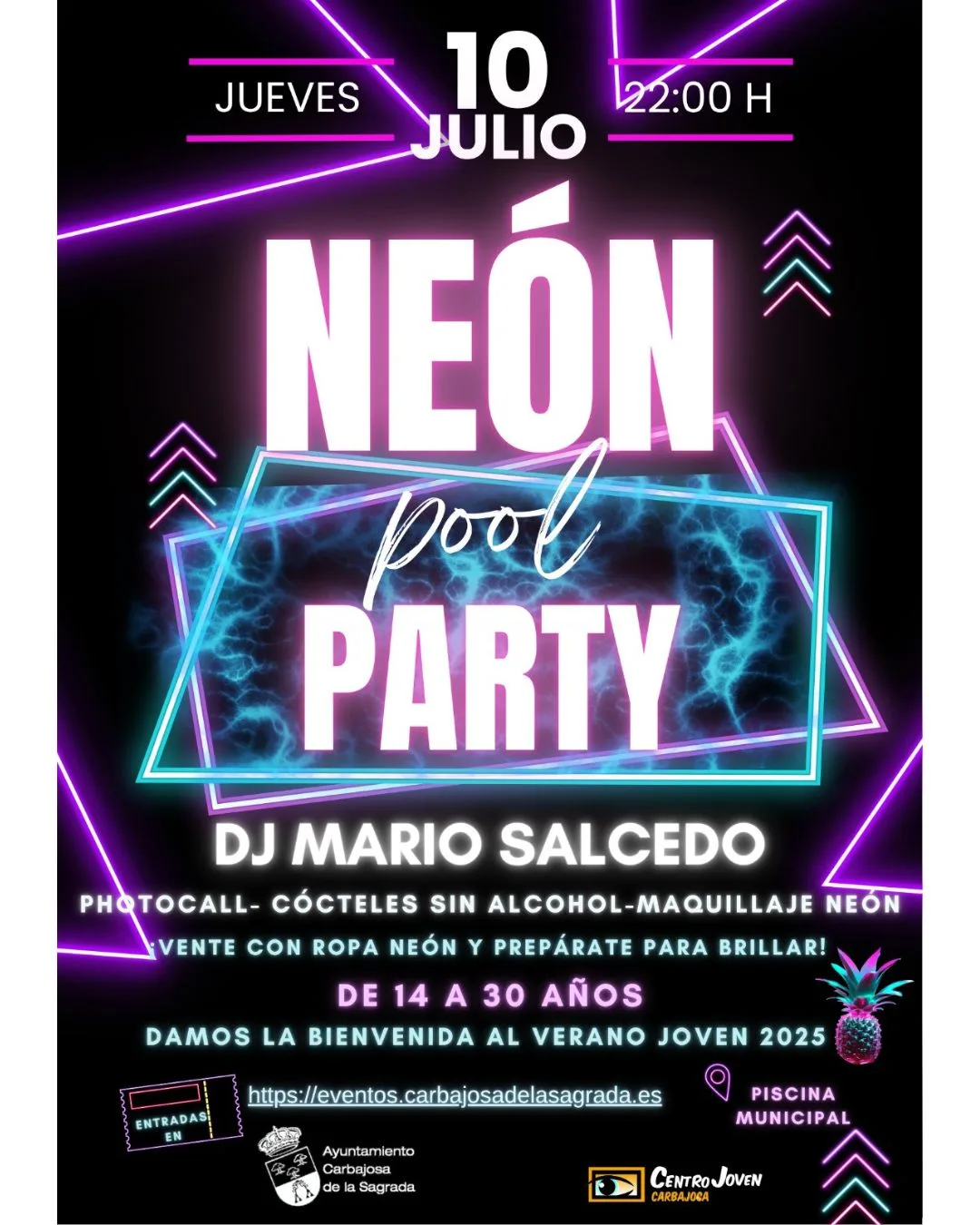 Carbajosa de la Sagrada da la bienvenida al verano con una Neón Pool Party para jóvenes