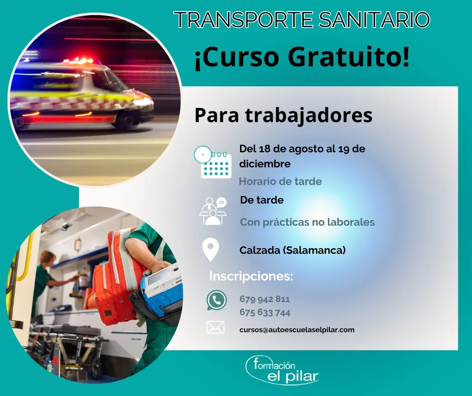 Autoescuelas El Pilar lanza un curso gratuito de Transporte Sanitario para trabajadores de Castilla y León