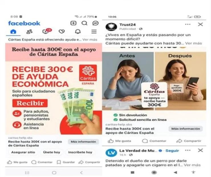 Cáritas alerta de la captación fraudulenta de datos en su nombre a través de anuncios en Facebook