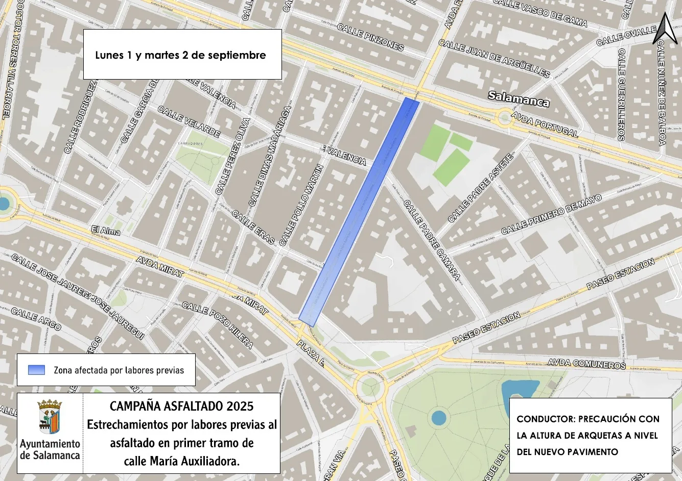 Salamanca anuncia cortes y desvíos de tráfico por trabajos de asfaltado en 35 calles