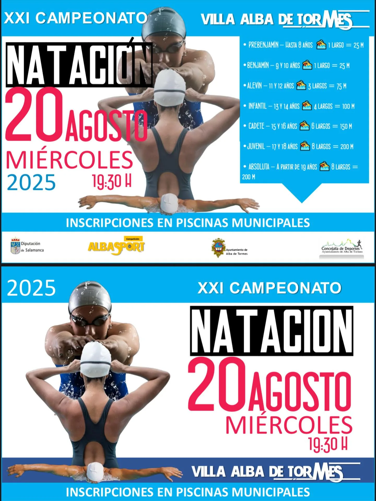 Abierta la inscripción para el XXI Campeonato de Natación de Alba de Tormes