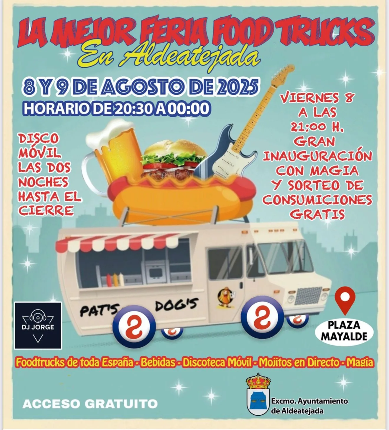Aldeatejada celebra este fin de semana una Feria Food Trucks con música, magia y sorteos