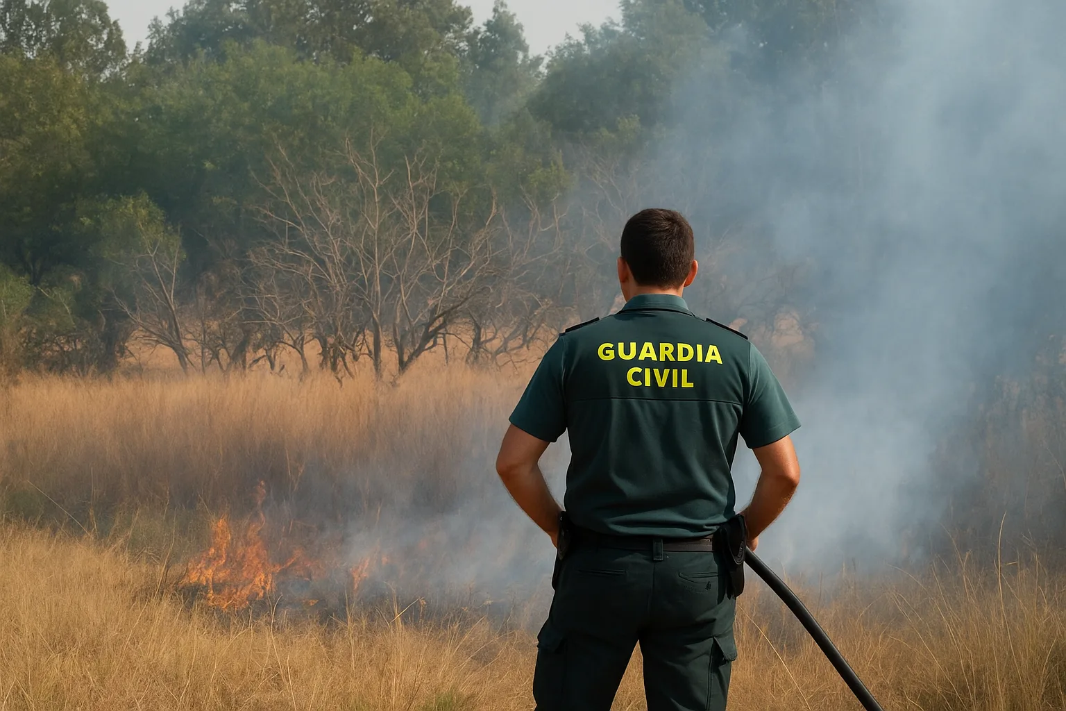 La Guardia Civil interviene en la extinción de un incendio en Cabrerizos