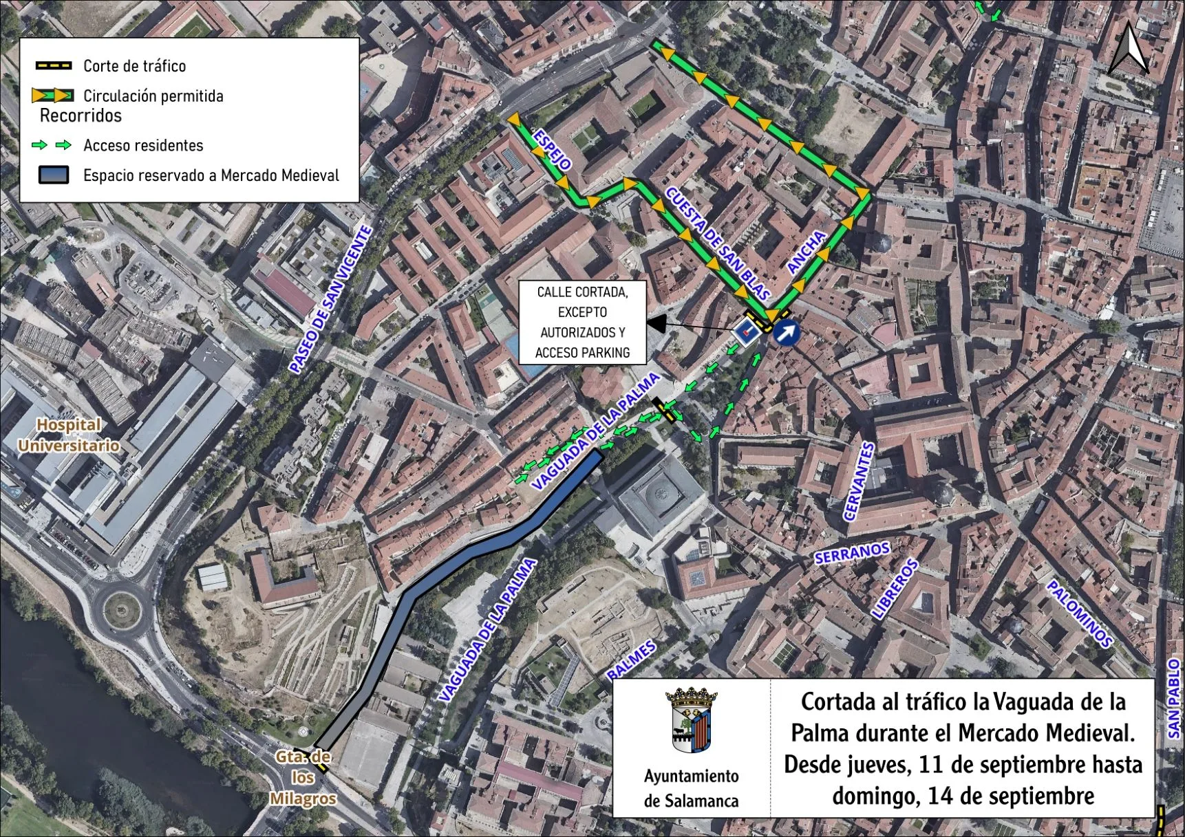 La calle Vaguada de la Palma se cerrará al tráfico durante el Mercado Medieval de Salamanca