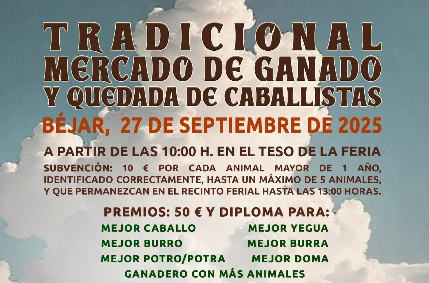 Béjar celebrará el Mercado de Ganado y la Feria de Artesanía este sábado en el Teso de la Feria