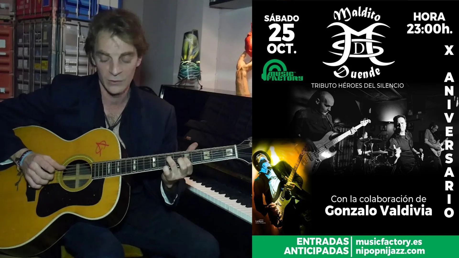 El exguitarrista de Héroes del Silencio, Gonzalo Valdivia, actuará este sábado 25 junto a Maldito Duende en la sala Music Factory de Salamanca