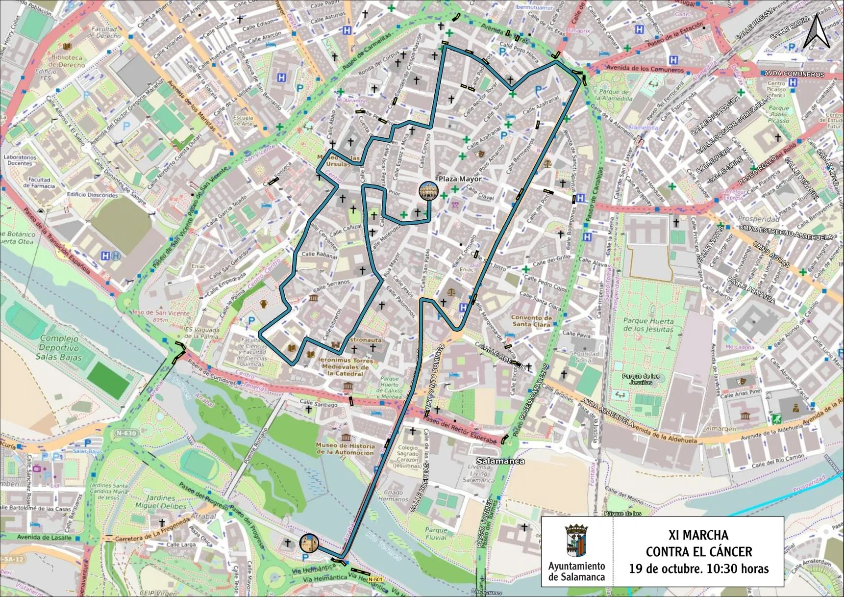 Cortes y desvíos de tráfico este domingo en Salamanca por la XI Marcha Contra el Cáncer