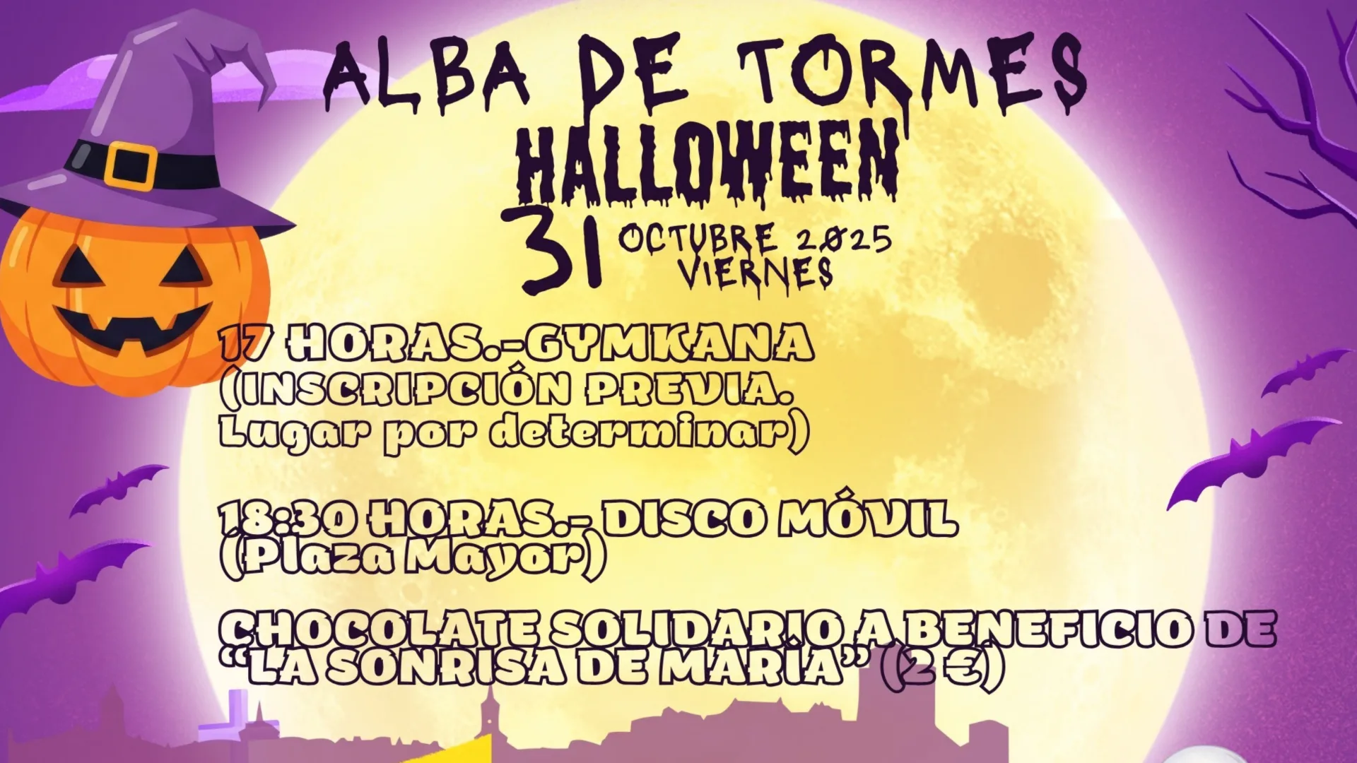 Gymkana infantil y chocolatada solidaria, protagonistas del Halloween en Alba de Tormes