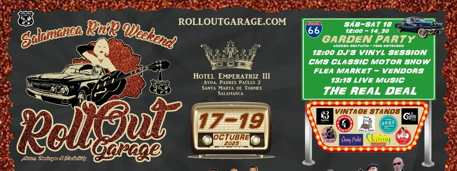 Rock, glamour y motores rugientes: Salamanca acoge el Roll Out Garage 2025 con el concurso internacional de burlesque “Lucky Roll Out Gala”