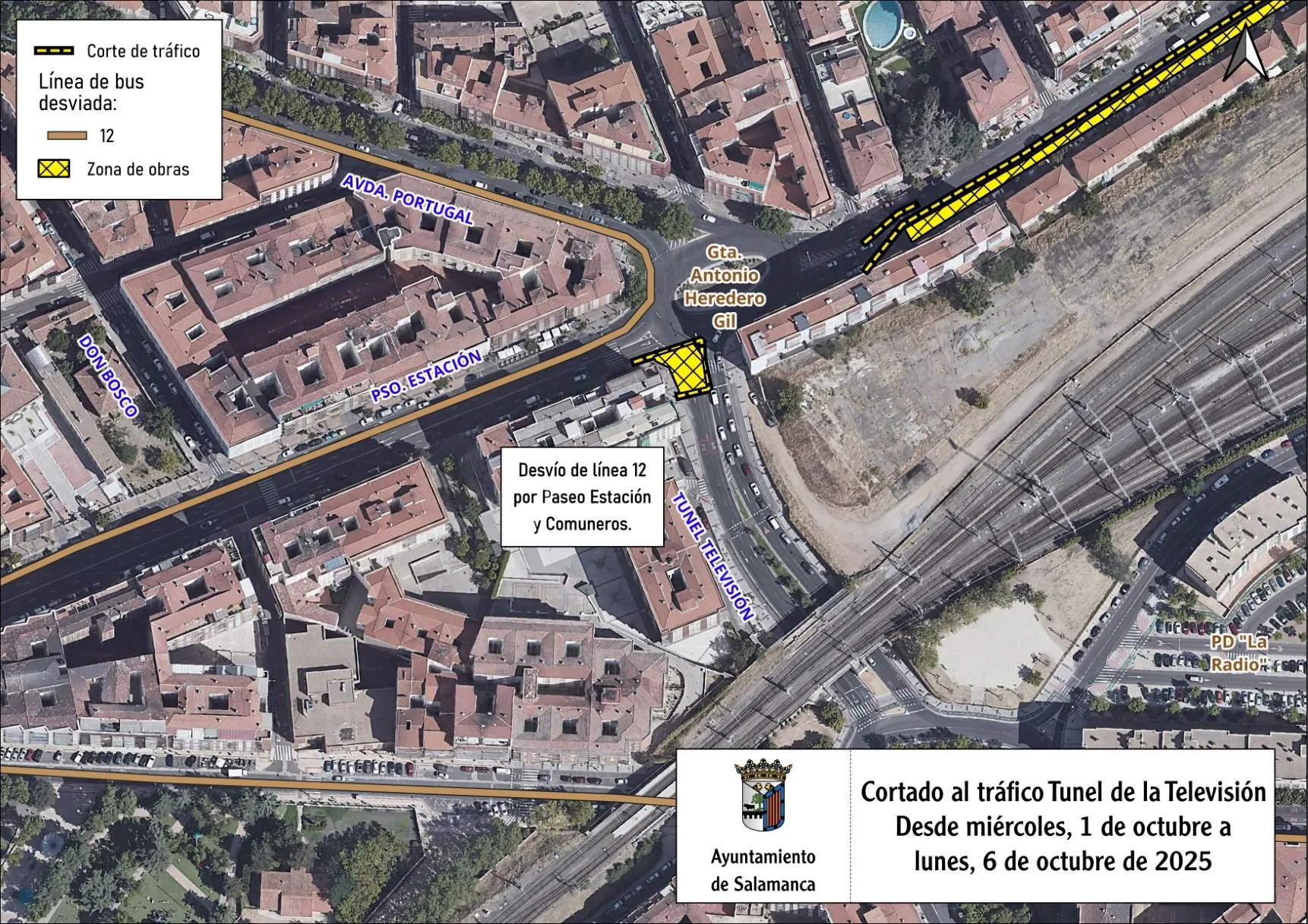 Corte de tráfico en el Túnel de la Televisión de Salamanca por obras en la red de agua