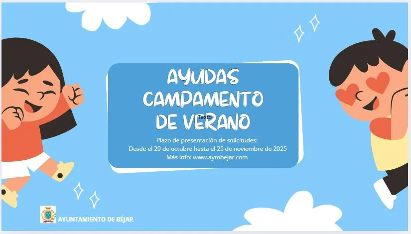 Béjar convoca nuevas ayudas para familias destinadas a los campamentos de verano 2025