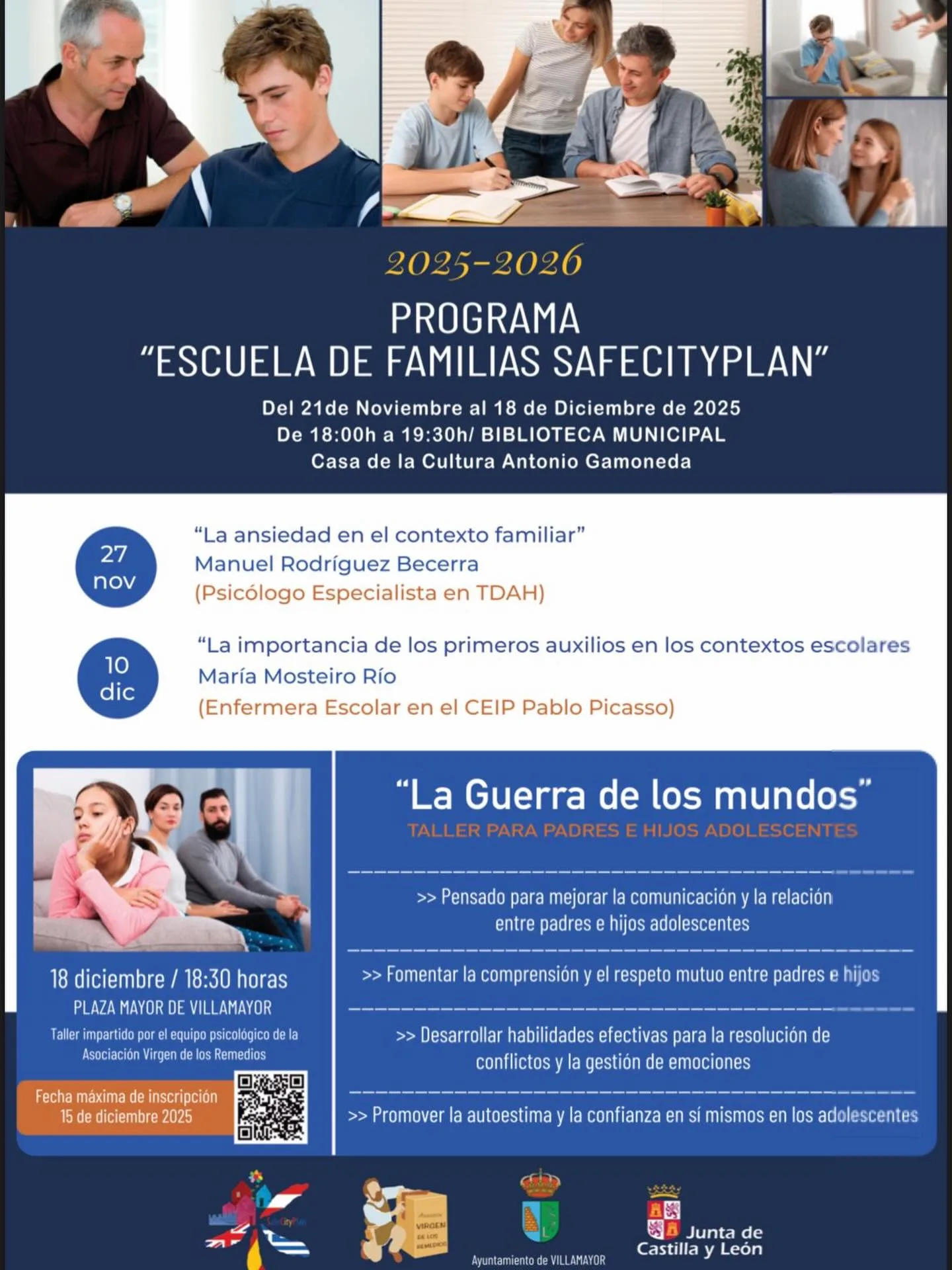 Villamayor retoma las charlas de la Escuela de Familias 'SafeCityPlan' 2025–2026