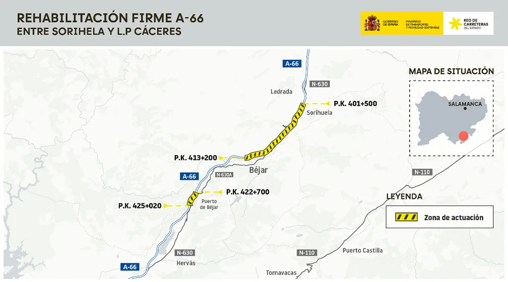 Transportes licita por 14,3 millones de euros la rehabilitación de 14 km de la autovía A-66