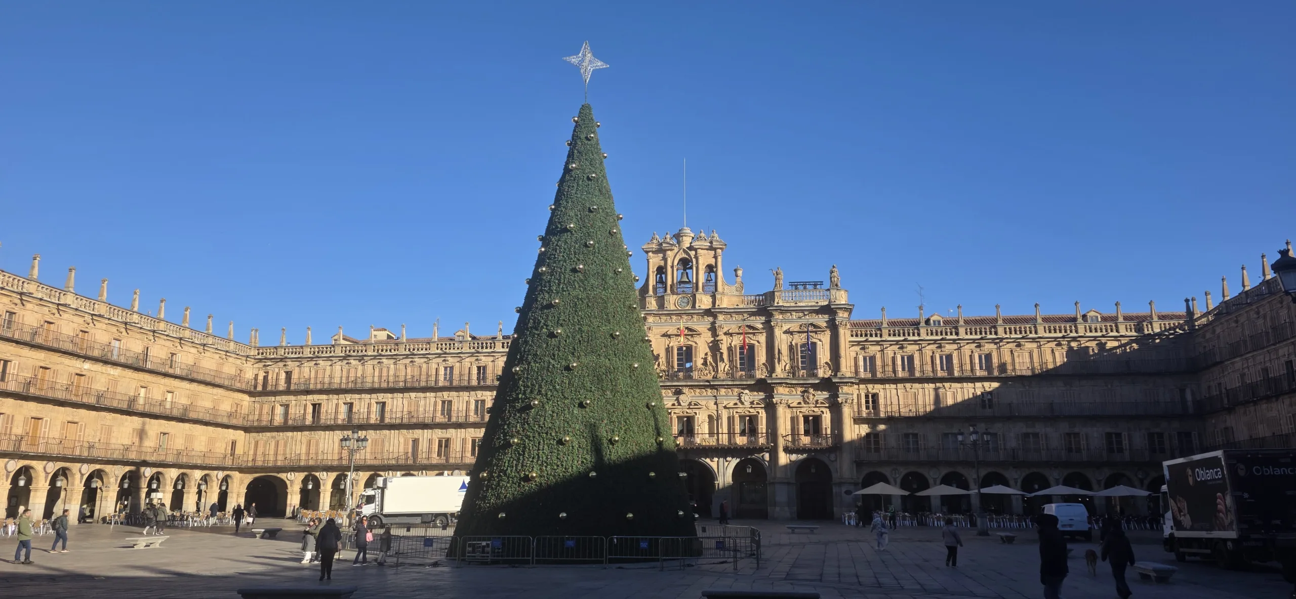 El árbol de Navidad ya luce en la Plaza Mayor de Salamanca