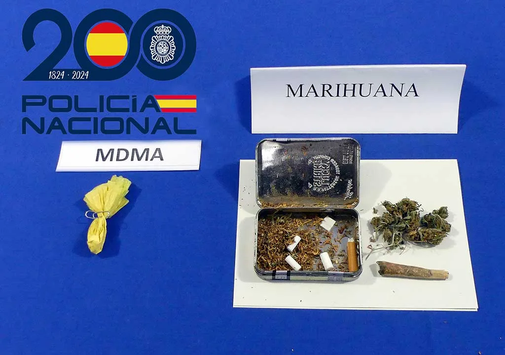 Detienen a un varón que portaba varios tipos de drogas