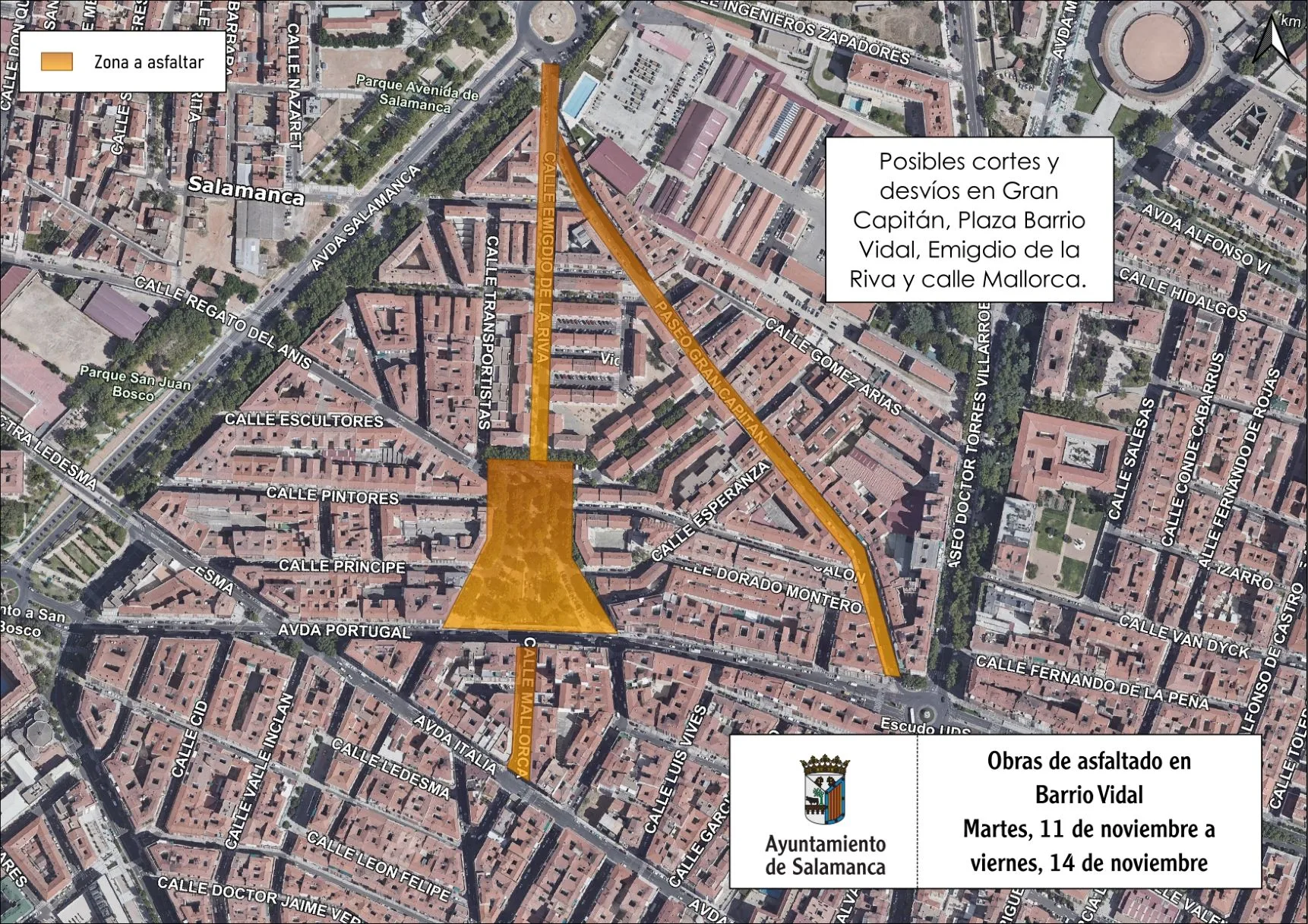 Cortes y desvíos de tráfico en Salamanca por trabajos de asfaltado