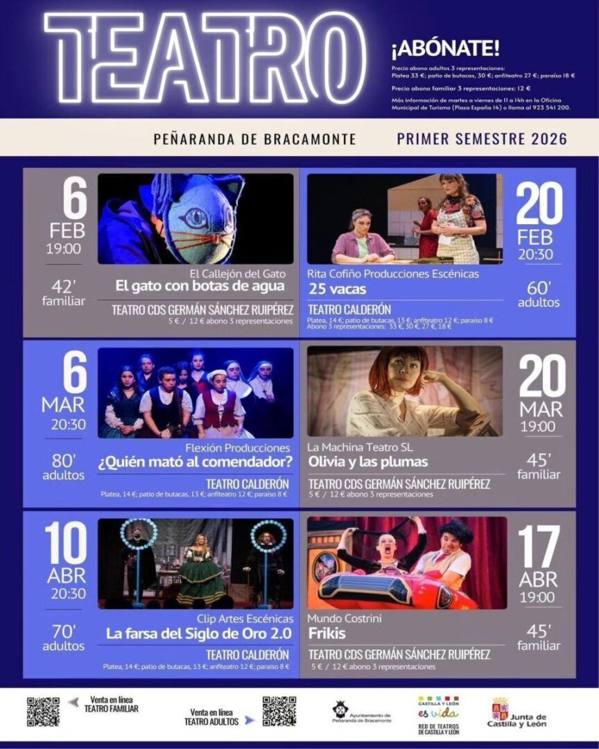 Cartel de la programación cultural del Ayuntamiento de Peñaranda de Bracamonte para 2026