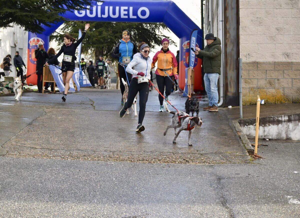 Participantes corriendo en el Canicross Guijuelo con sus perros.