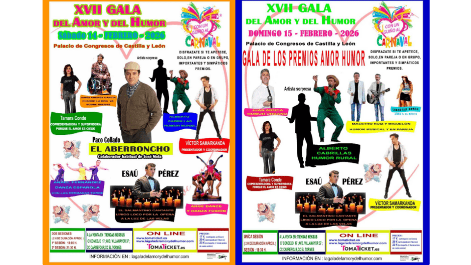 Salamanca celebra la XVII Gala del Amor y del Humor los días 14 y 15 de febrero en el Palacio de Congresos
