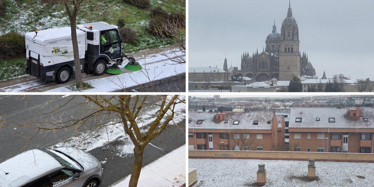 La nieve cuaja en Salamanca y el Ayuntamiento trabaja para despejar las calles