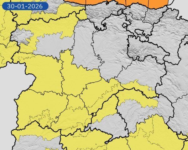 Mapa de alertas meteorológicas amarillas por nevadas y vientos fuertes en varias provincias
