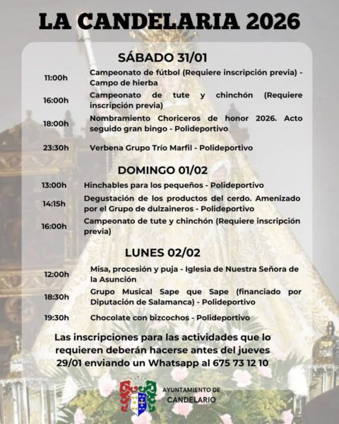 Cartel de la festividad de La Candelaria en Candelario 2026