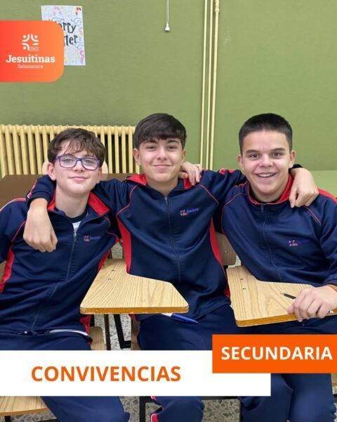 Tres estudiantes de secundaria en Jesuitinas Salamanca durante convivencias