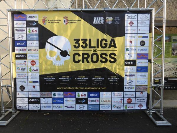 Cartel de la 33ª Liga de Cross AVS en Cabrerizos con patrocinadores