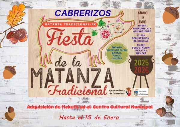 Cartel de la Fiesta de la Matanza en Cabrerizos con detalles del evento