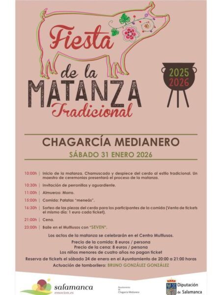 Cartel de la Fiesta de la Matanza Tradicional en Chagarcía Medianero
