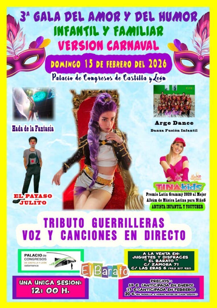 Cartel de la Gala del Amor y del Humor Infantil y Familiar en Salamanca